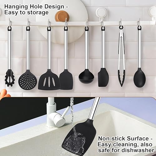 Miniatura 9 de Abrelatas manual con imán y 8 utensilios de cocina con mango de acero inoxidable