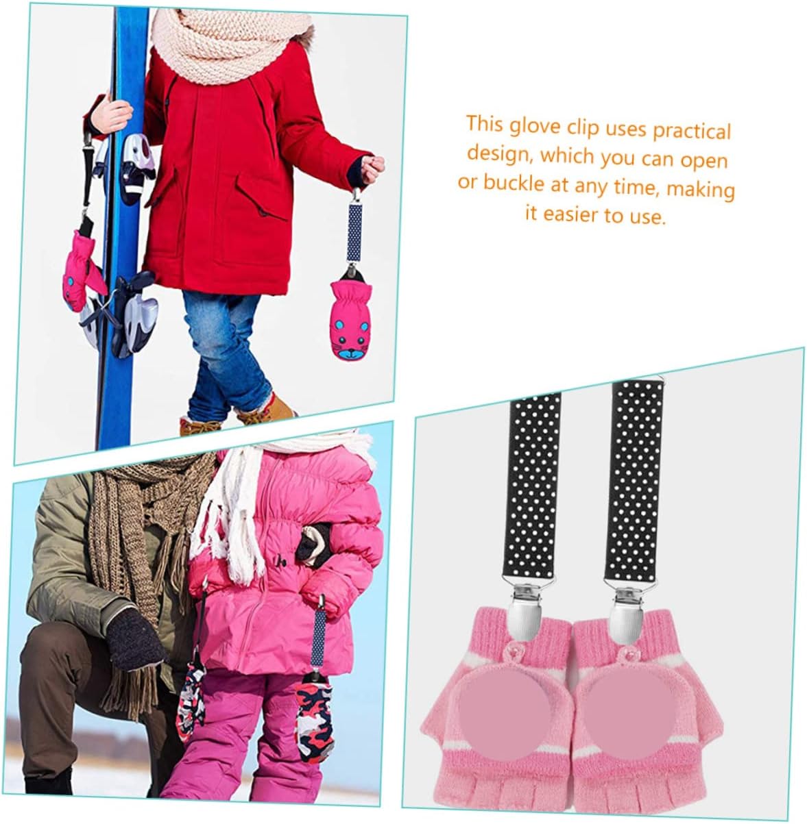 8pcs Boys and Girls Mitten Clips Mittens Clips Winter Glove Nonslip Glove Boy Girl