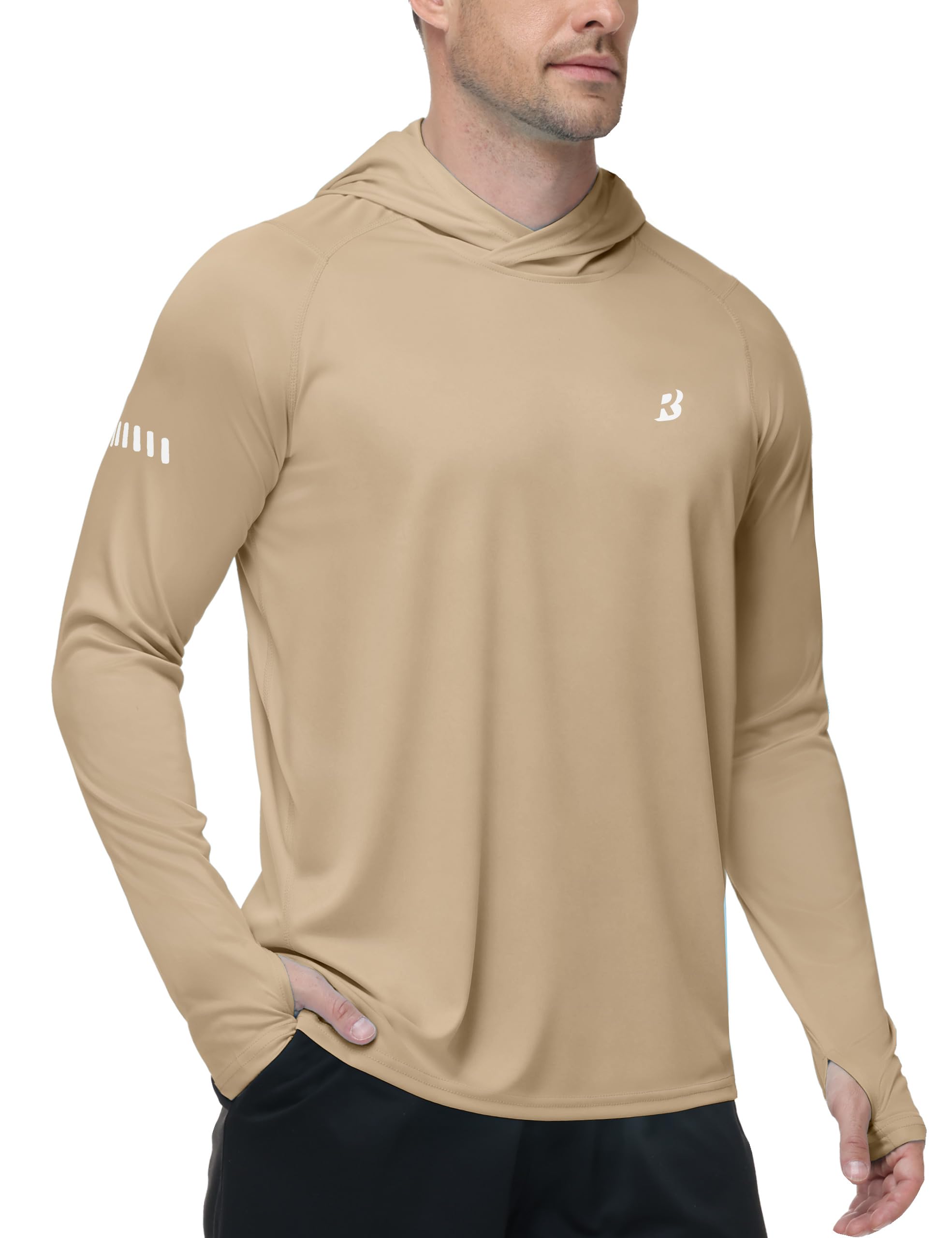 Roadbox Men's UPF 50+ Sun Hoodie, UV Long Sleeve Fishing Shirts Rash Guard