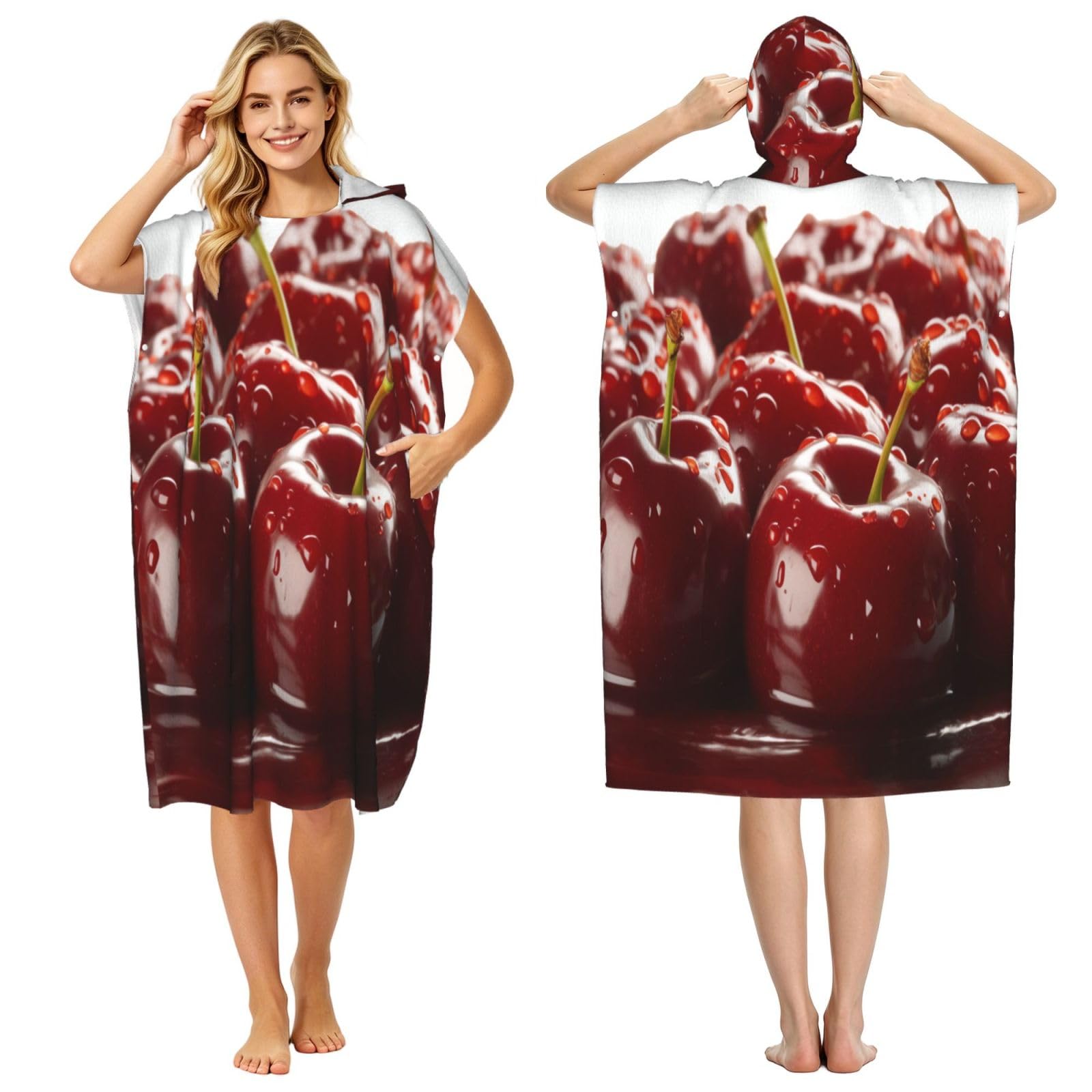 KLGRTJHK Delicious Fruits Adult Hooded Beach Poncho Towel 43"X35"