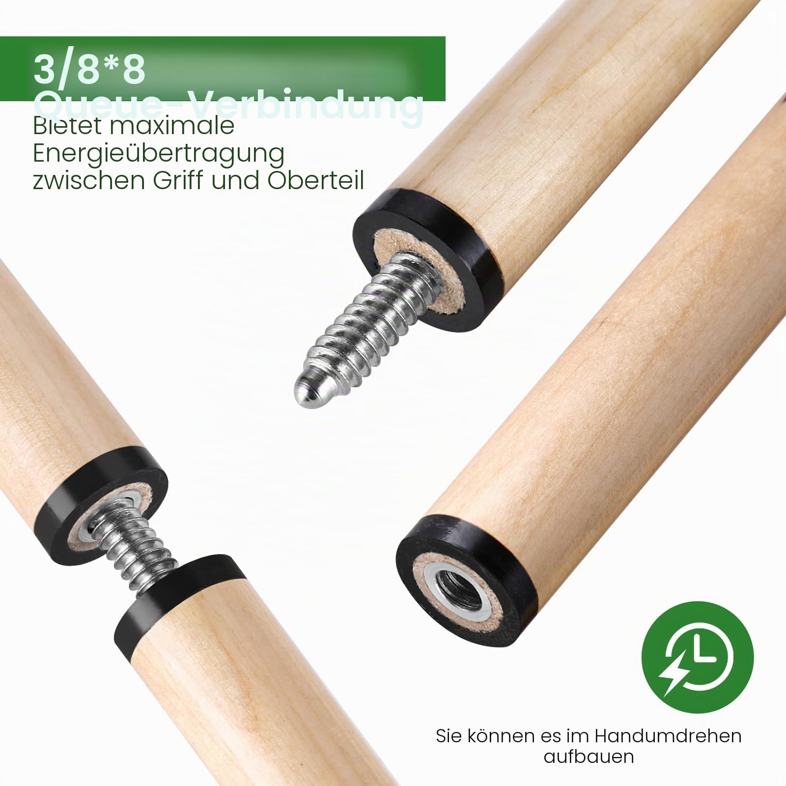 Billardqueue-Sticks für Erwachsene, 590 ml, 91,4 cm, 106,7 cm, 121,9 cm, 147,3 cm, Set mit 2 oder 4 Billard-Queue-Sticks mit 13 mm Lederspitze, für Kinder oder Anfänger, 2-teilig, 14/16/18