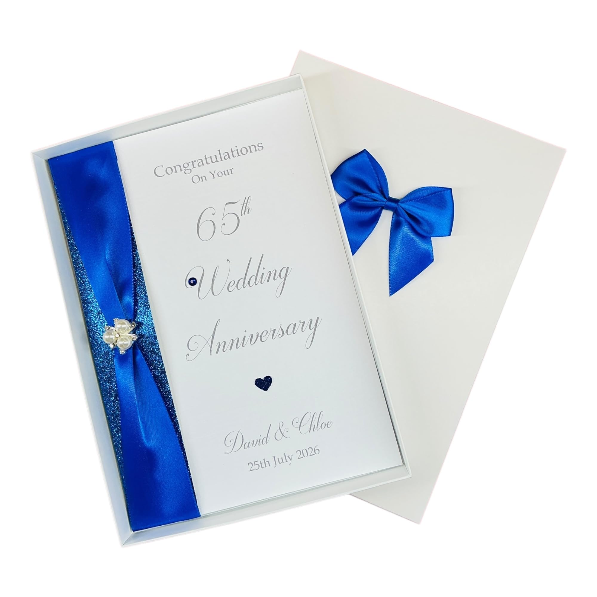 65th Wedding Anniversary Card - Blue Sapphire 65 Year Sixty Fifth Anniversary Luxury Greeting Card, Personalised Gift for Wife, Husband, Couple, Friends - A5 Card - 20 Colours to Choose