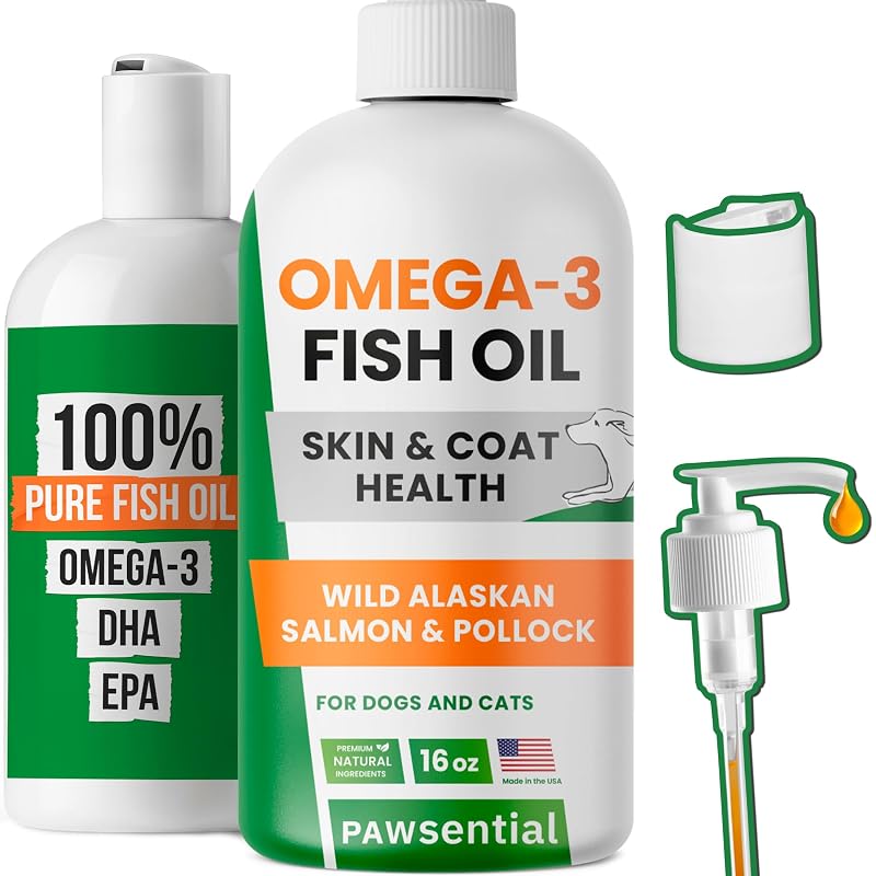 Óleo de Peixe Ômega 3 para Cães e Gatos com Salmão Selvagem do Alasca e Pollock Pawsential, 480 mL