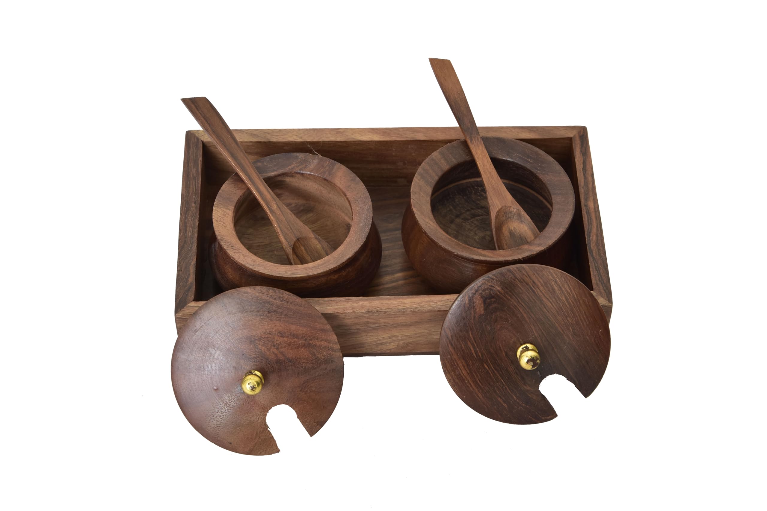 deco store Wooden Handi Set for Cooking and Serving Chatni Sauce Sugar Masala Bowl Home & Kitchen Traditional Dishes Kitchen Essential