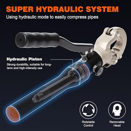 Miniatura 3 de Herramienta de prensa de cobre hidráulica para accesorios de cobre de 1/2", 3/4", 1" y troqueles de 3/8" a 1" para tubería ASTM F1807 PEX,
