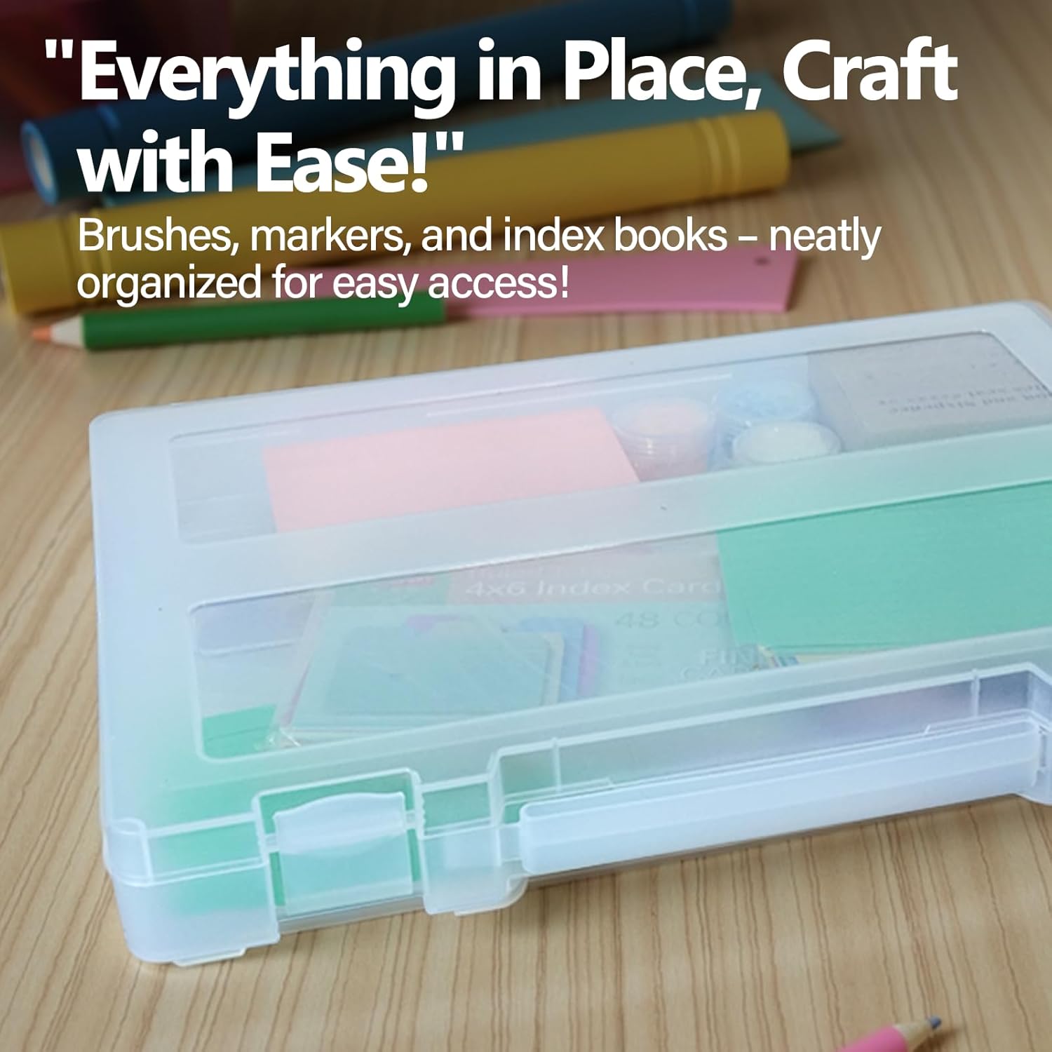 Scrapbook Paper Storage, 4 Pack Stackable Craft Organizers with Handle, Fits More 8.5x11 and School Projects Box, Paper Organizer Storage for Office & Home Organization - Image 5