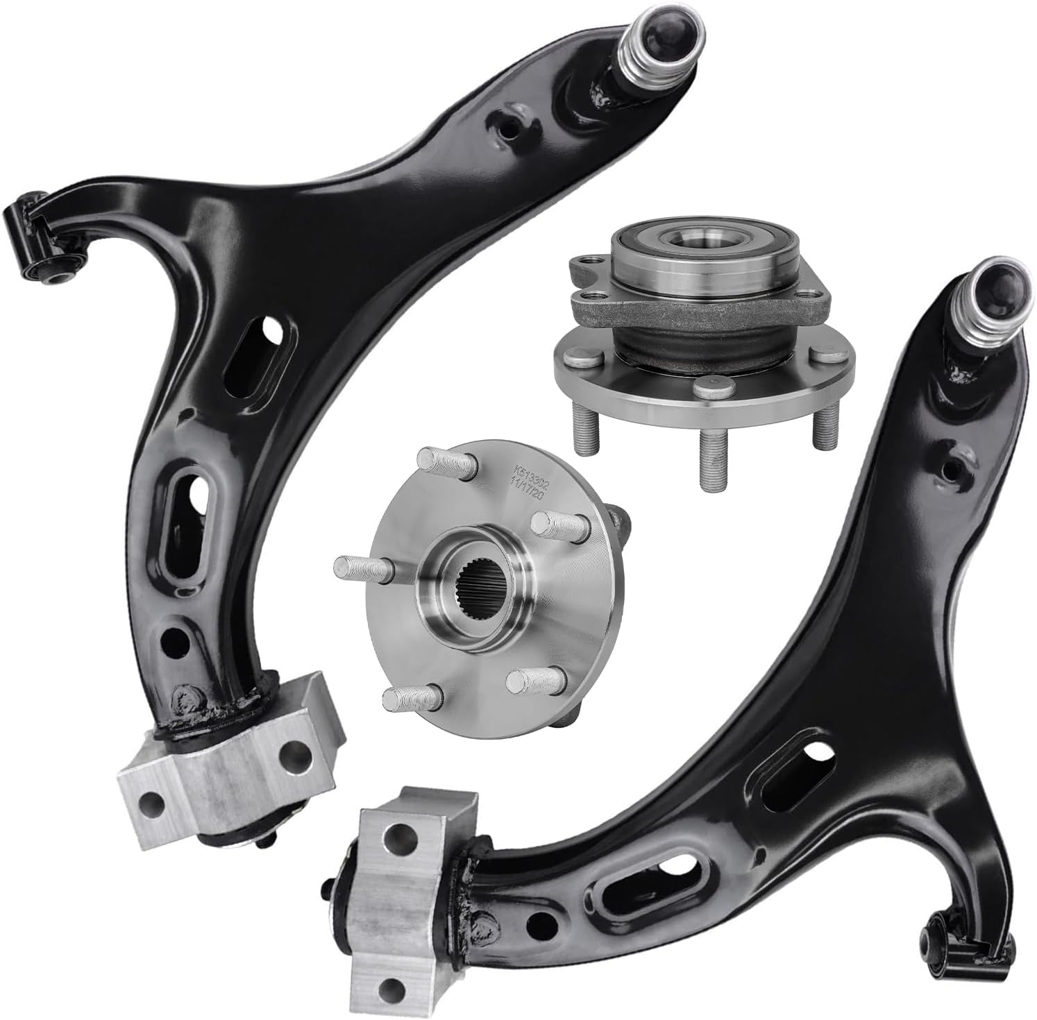 4pc Front Lower Control Arms Wheel Hub and Bearings Suspension Kit