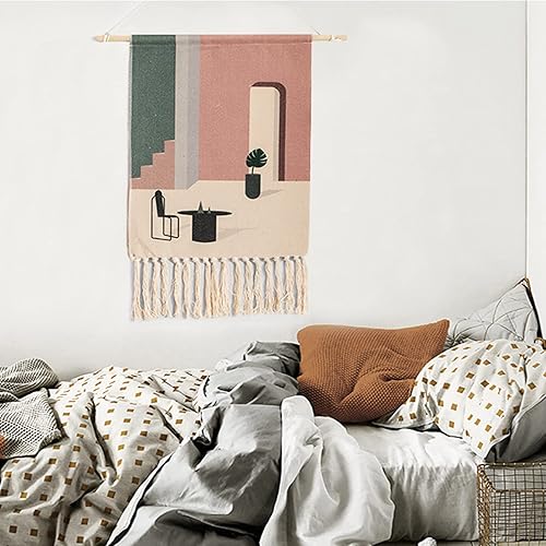 Miniatura 7 de HAIFENGDA Tapiz de macramé para colgar en la pared, tapiz tejido de macramé, decoración de pared de tela, tapiz tejido para colgar en la pared,