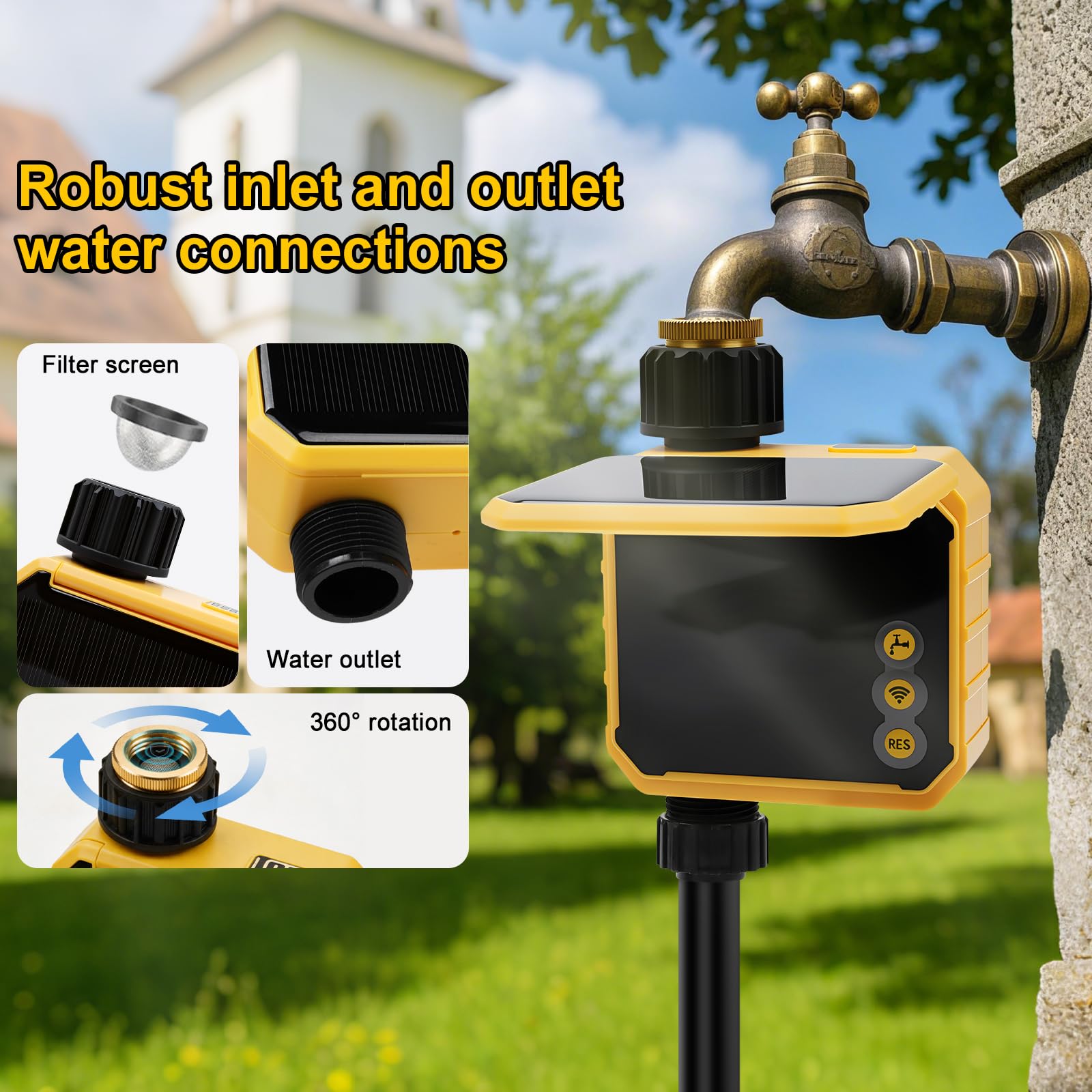 Centralina Irrigazione WiFi,Timer Irrigazione WiFi,con Display LED Telecomando Smart APP,Ritardo Pioggia Impermeabile IP65,per Giardino,Serra,Prato