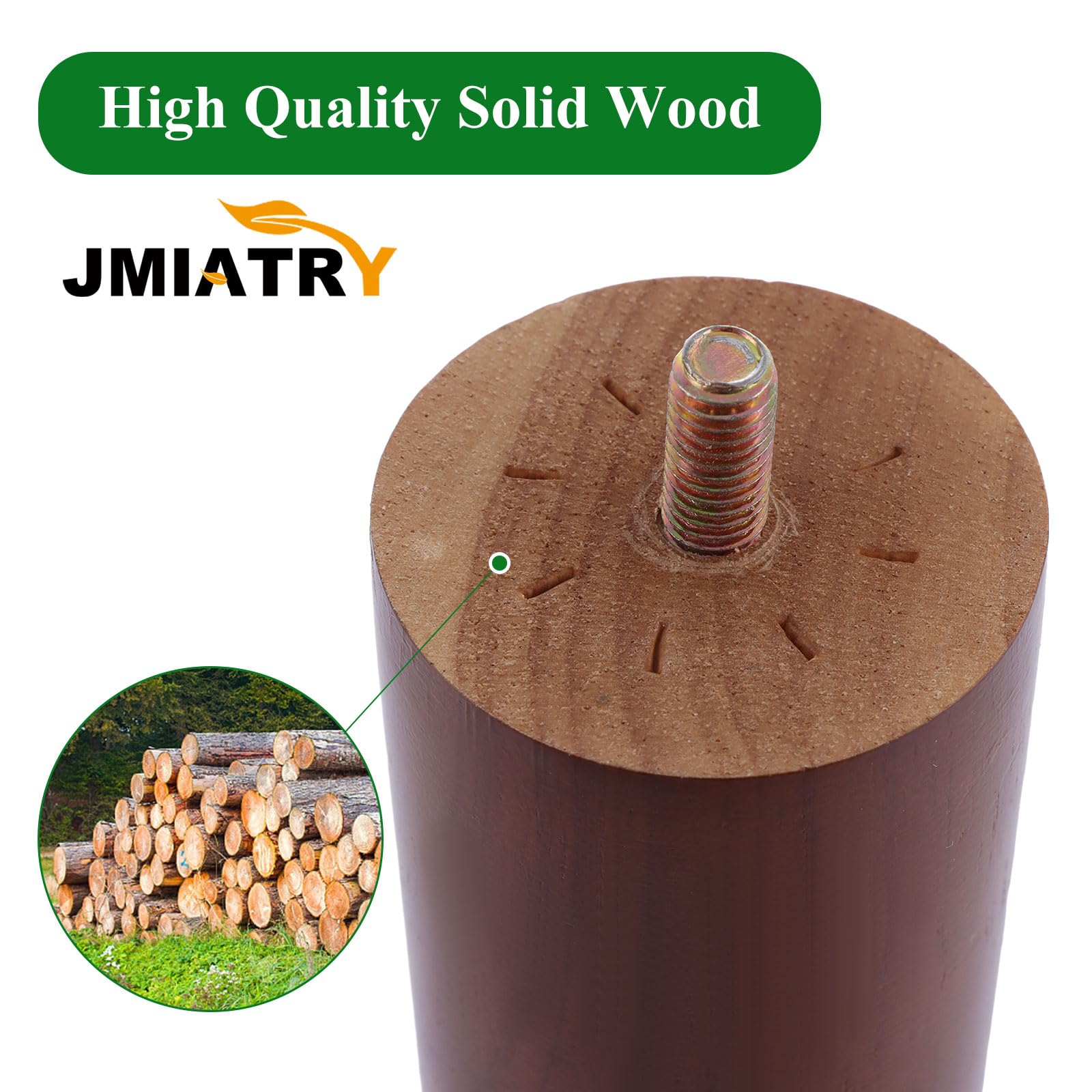 JMIATRY 30cm Wooden Furniture Legs Set of 4, Nature Solid Wooden Sofa Legs - Image 3