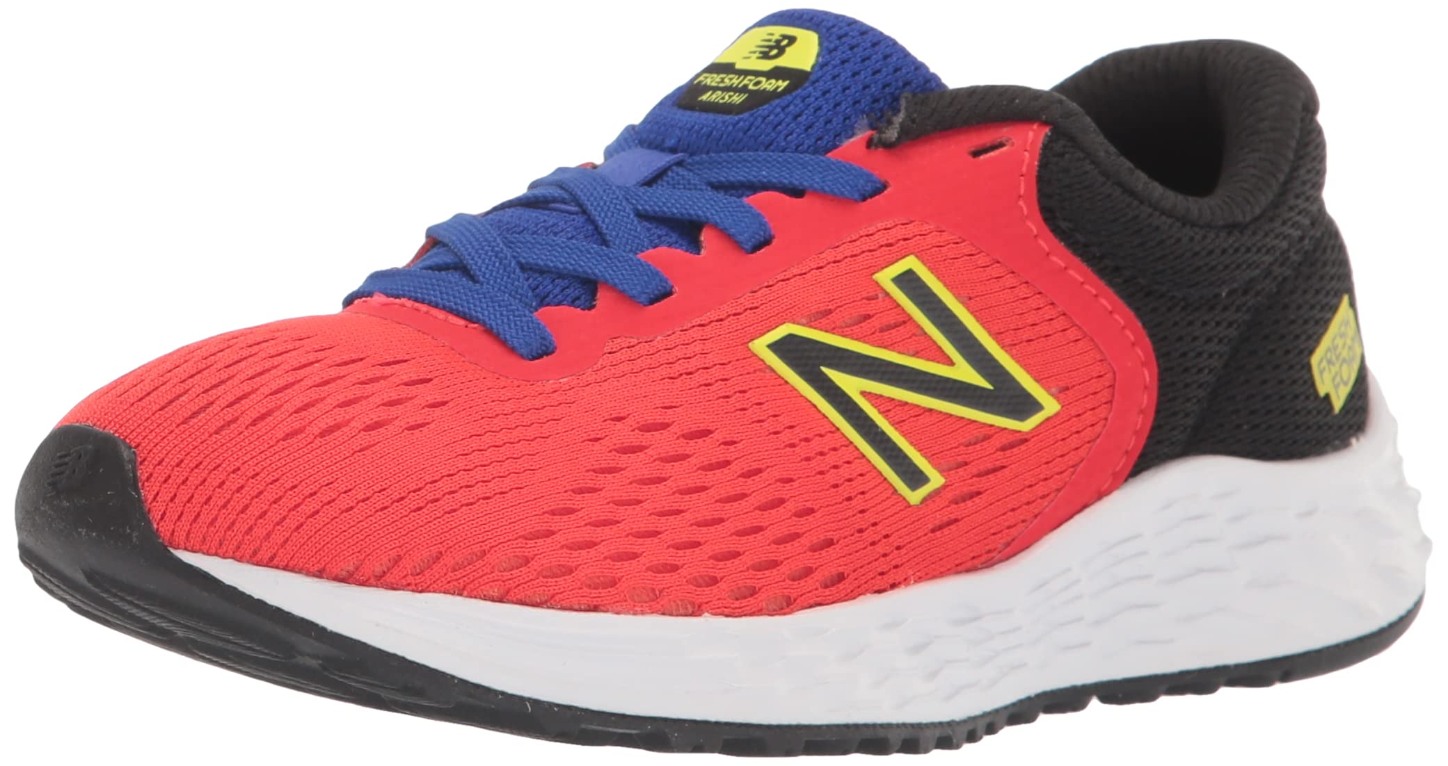 New Balance Kid's Fresh Foam Arishi V2 Lace-up Running Shoe, Neo Flame/Black/Lemonade, 10.5 Little Kid