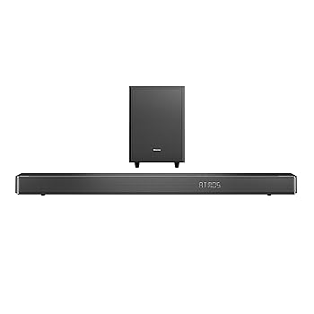 Hisense 3.1.2 Channel 360W Dobly Atmos Soundbar with Wireless Subwoofer, Black