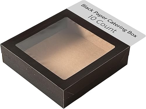 Restaurantware Cater Tek Cajas para Productos Horneados de 9 x 9 x 2.4 Pulgadas 10 Cajas de Pastelería Antiadherentes - Tapas con Ventana Cierre de