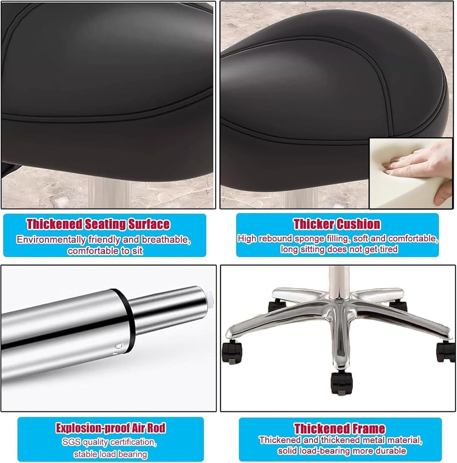 Adjustable Saddle Stool with 360° Swivel, PU Wheels, Rolling Height 14-20 inches, Ideal for Dental Hygienists, Artists, and Beauty Professionals - Brown