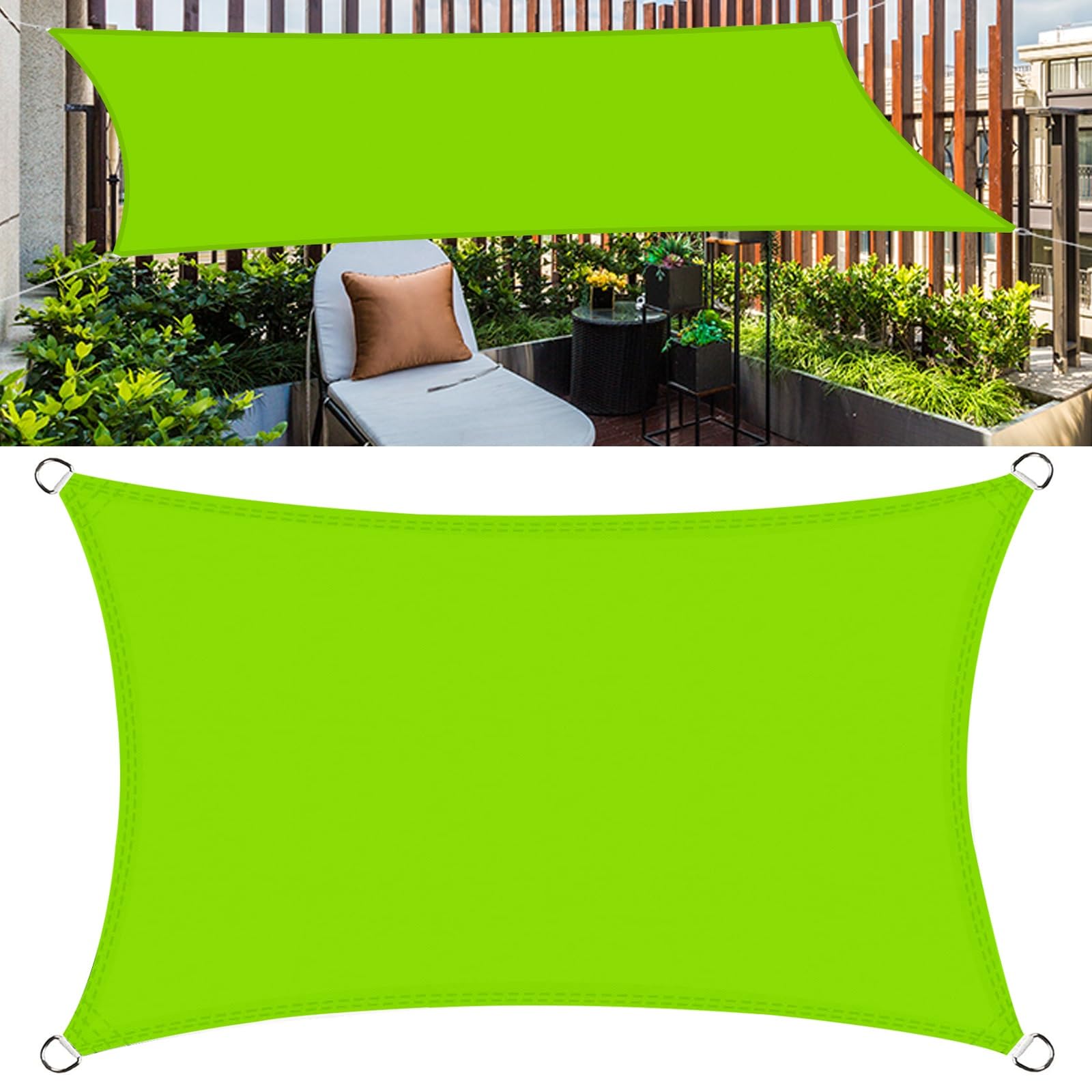 Toldo Vela de Sombra Rectangular 1x1.2m para Balcón y Plantas Exterior