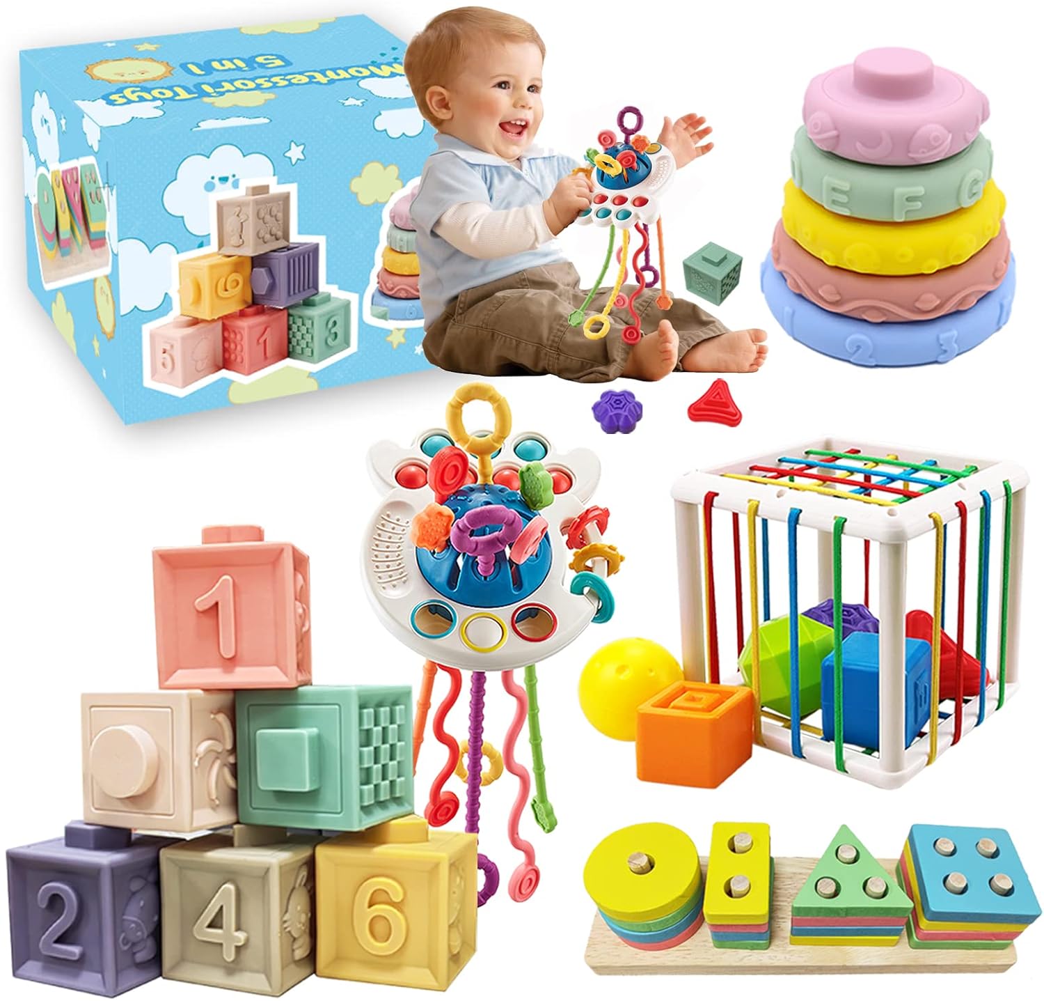 5 in 1 Baby Toys 6 to1218 Months,Montessori Toys for