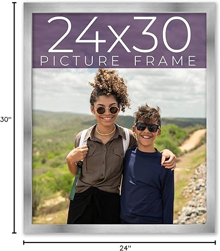 Miniatura 10 de Marco de fotos de madera real plateada de 24 x 30 pulgadas de ancho de 0.75 pulgadas  Profundidad del marco interior de 0.5 pulgadas  Marco de fotos