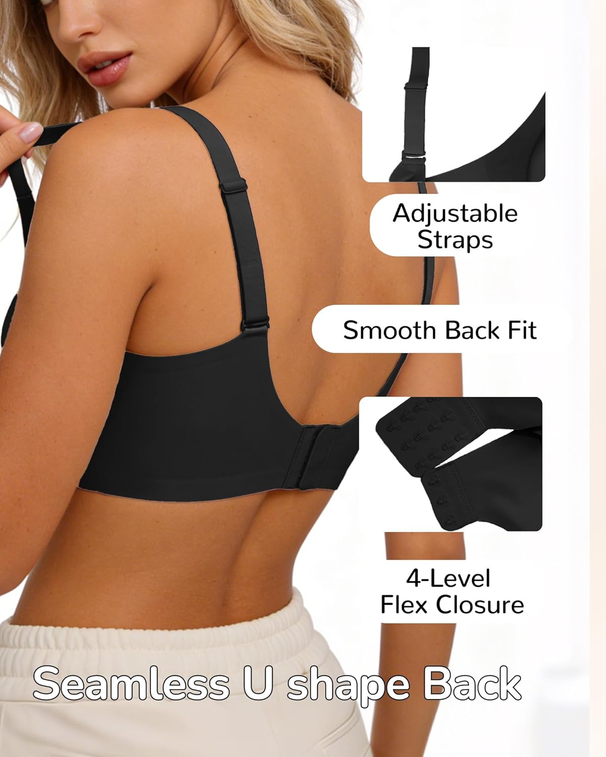 Womens Wireless Jelly Bra Plus Size Seamless Bras Mesh Sexy Deep V Push Up - Image 4