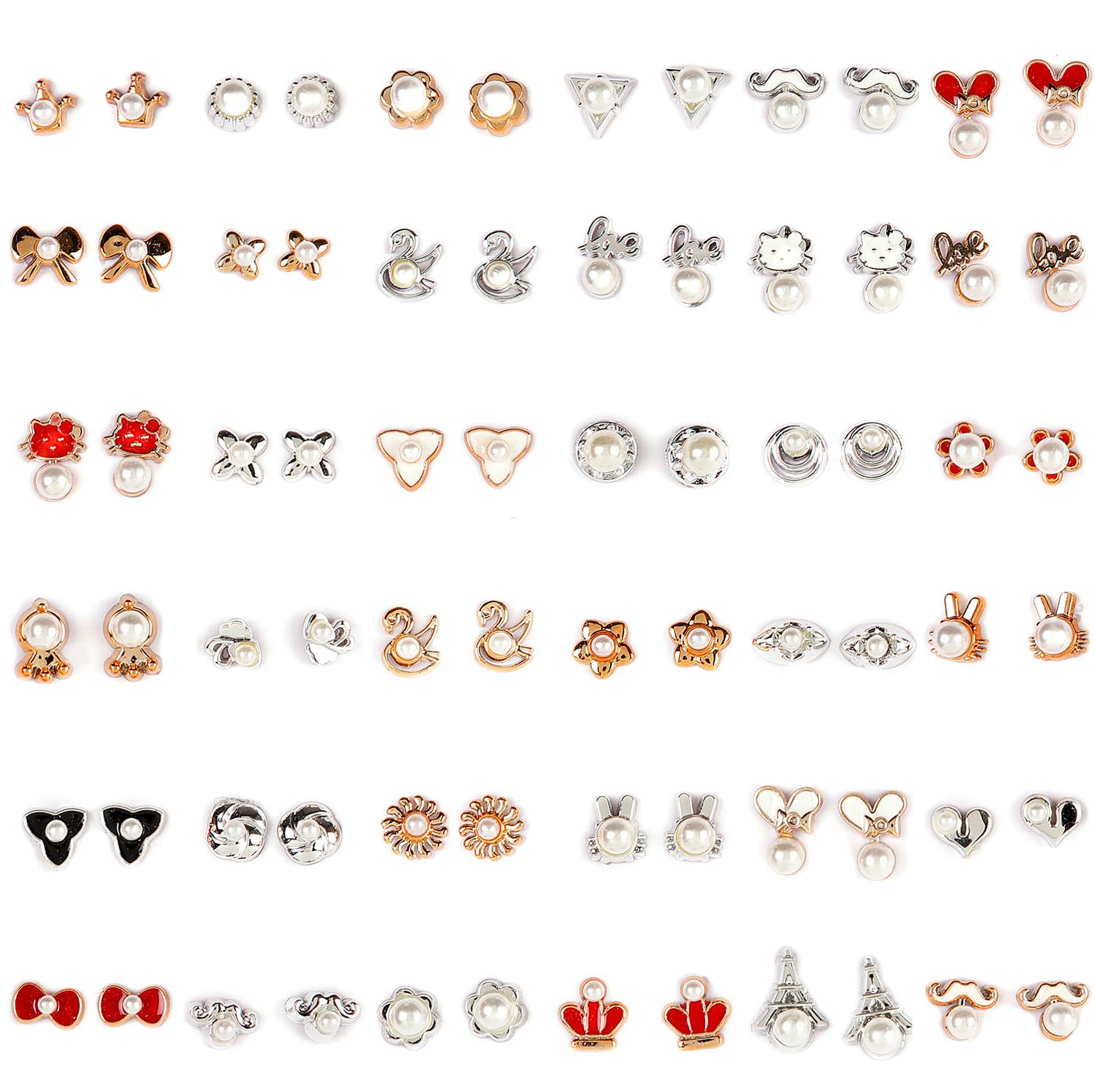 Shining Diva Fashion Latest pairs Earrings Combo Set Crystal Pearl Stud Earrings for Women