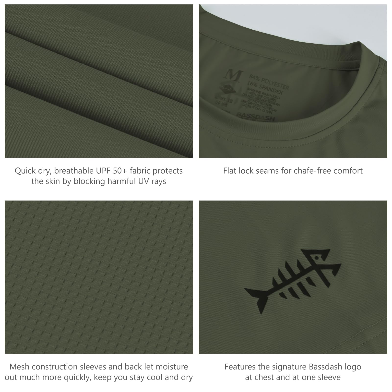 Bassdash - Maglietta da Uomo, con Protezione Solare UPF 50+, Maglietta a Maniche Corte da Pesca