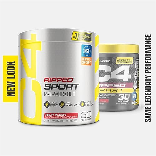 Miniatura 8 de C4 Ripped Sport Pre Workout Powder Fruit Punch  Certificado NSF para deporte  Suplemento energético previo al entrenamiento sin azúcar para hombres