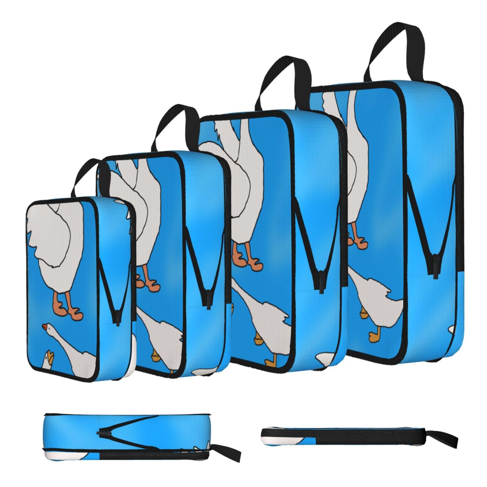 Sxzvvbn Black White Goose House Compression Packing Cubes 4 Piece Set