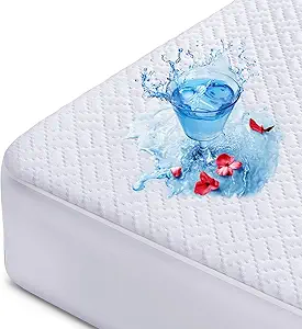 Hanherry 100% Waterproof Mattress Protector Twin Size, Mattress Cover 3D Air Fabric Cooling Mattress Pad Cover Smooth Soft Breathable Noiseless, 8''-21'' Deep Pocket