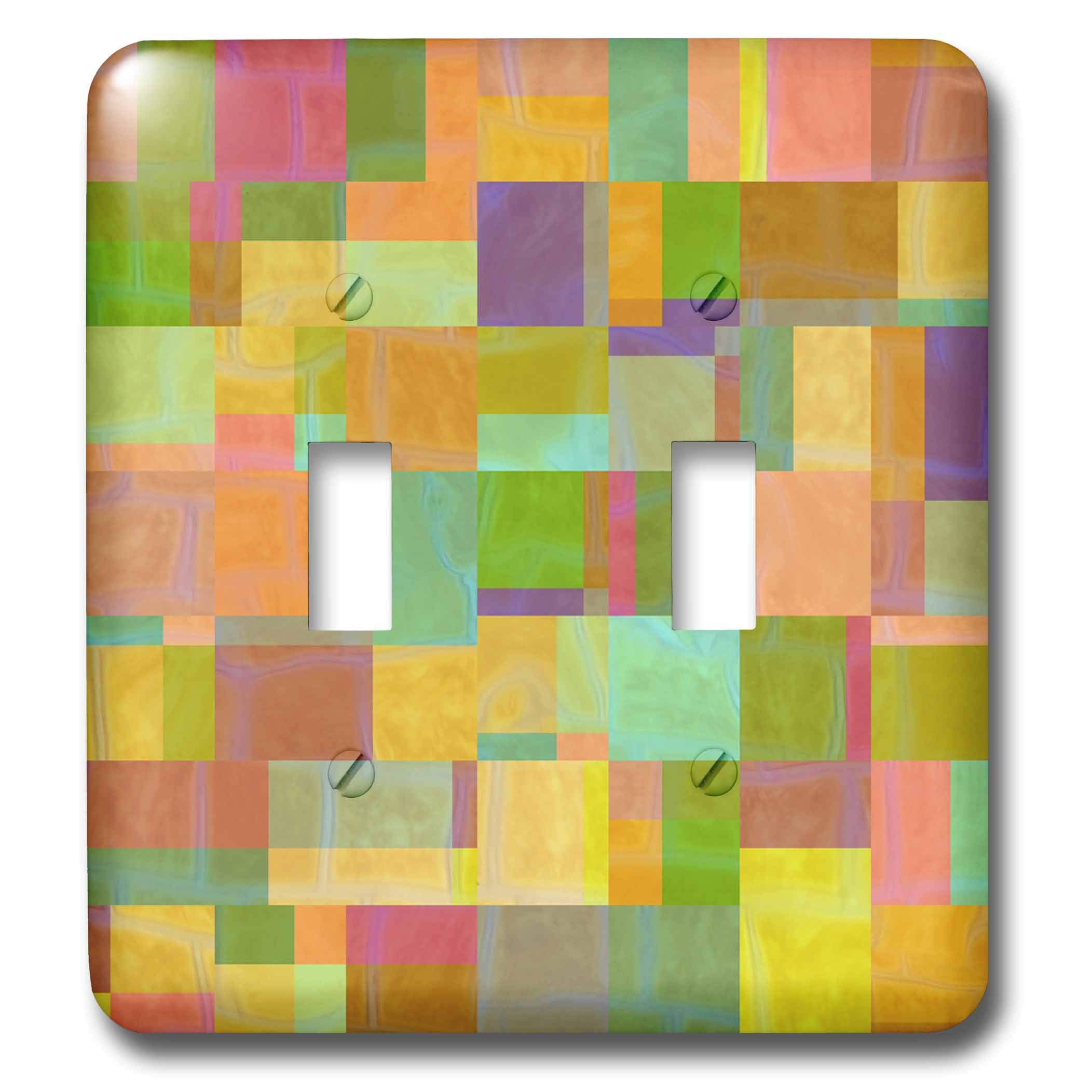 Interruptor de doble palanca multicolor cubos abstractos 3dRose lsp_7683_2 para pared