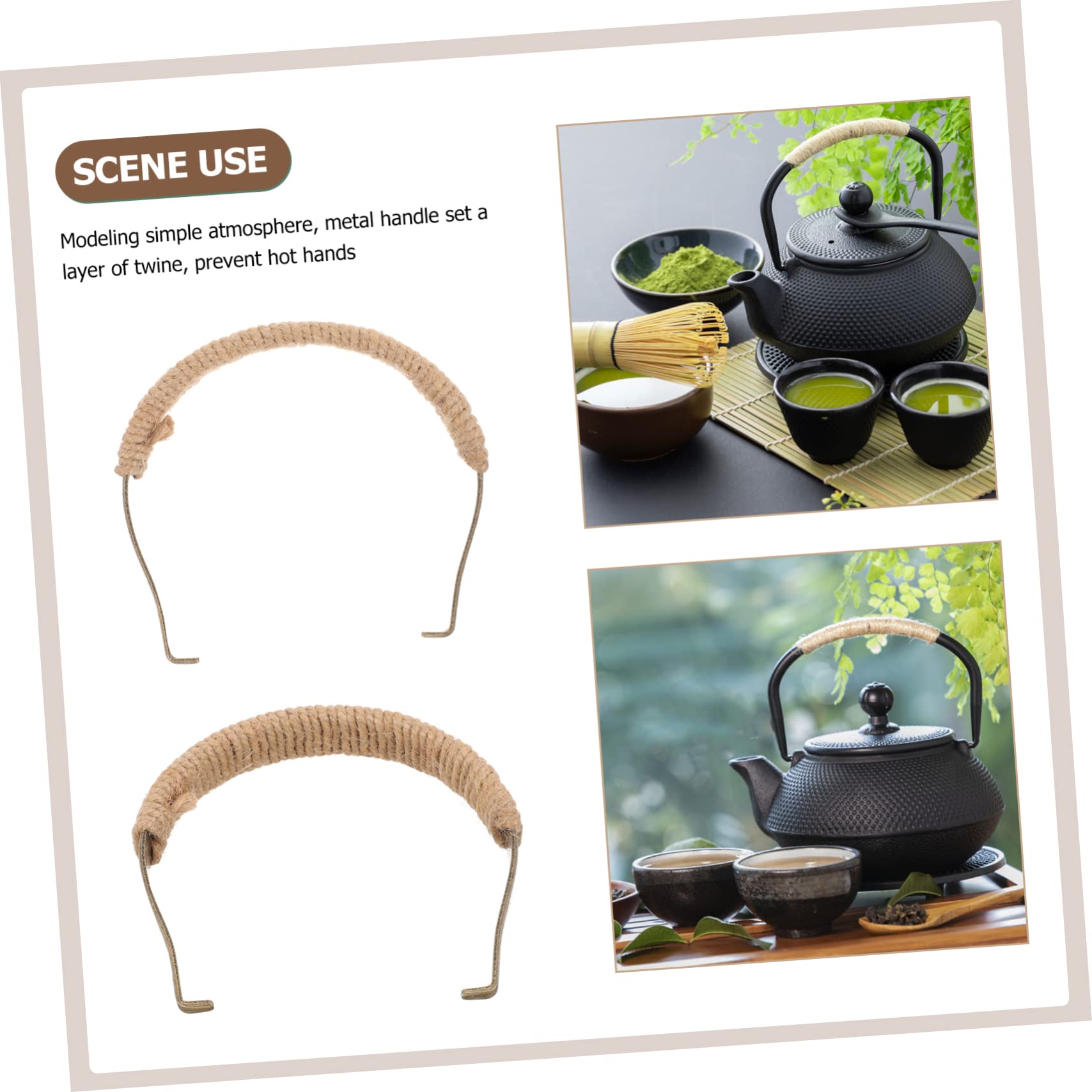 Mango Tetera Reemplazo Resistente Al Calor Para Tetera Cerámica Diseño Rústico Con Cuerda De Cáñamo Mediano Accesorio Ergonómico Para Cocina Japonesa y Coreana