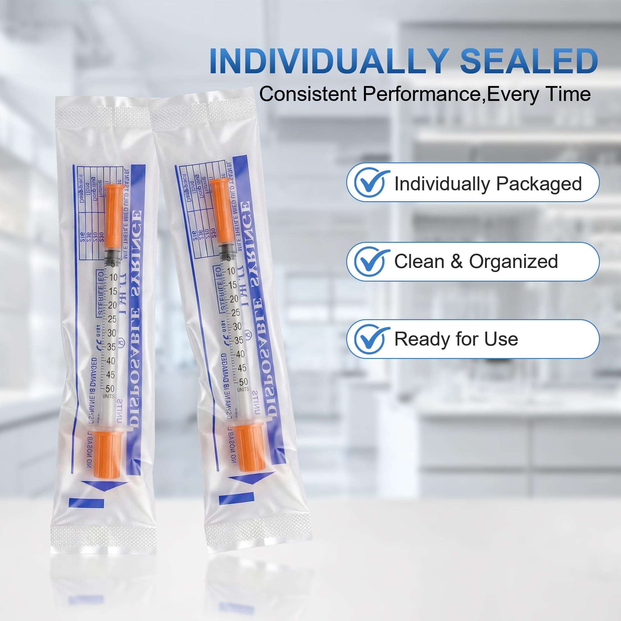 100 Pack 0.5ml/cc U-100-32G 5/16" 8mm Jeringa — Amazon image 7