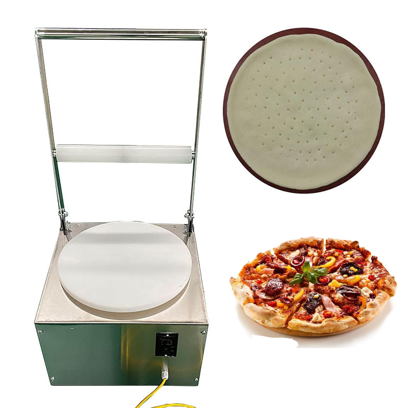 YXZQLOZ Automatic Electric Pizza Dough Roller Sheeter - Adjustable Thickness Dough Machine for Pizza, Noodles, Bread & Pasta - Commercial Quality Crust Maker Equipment