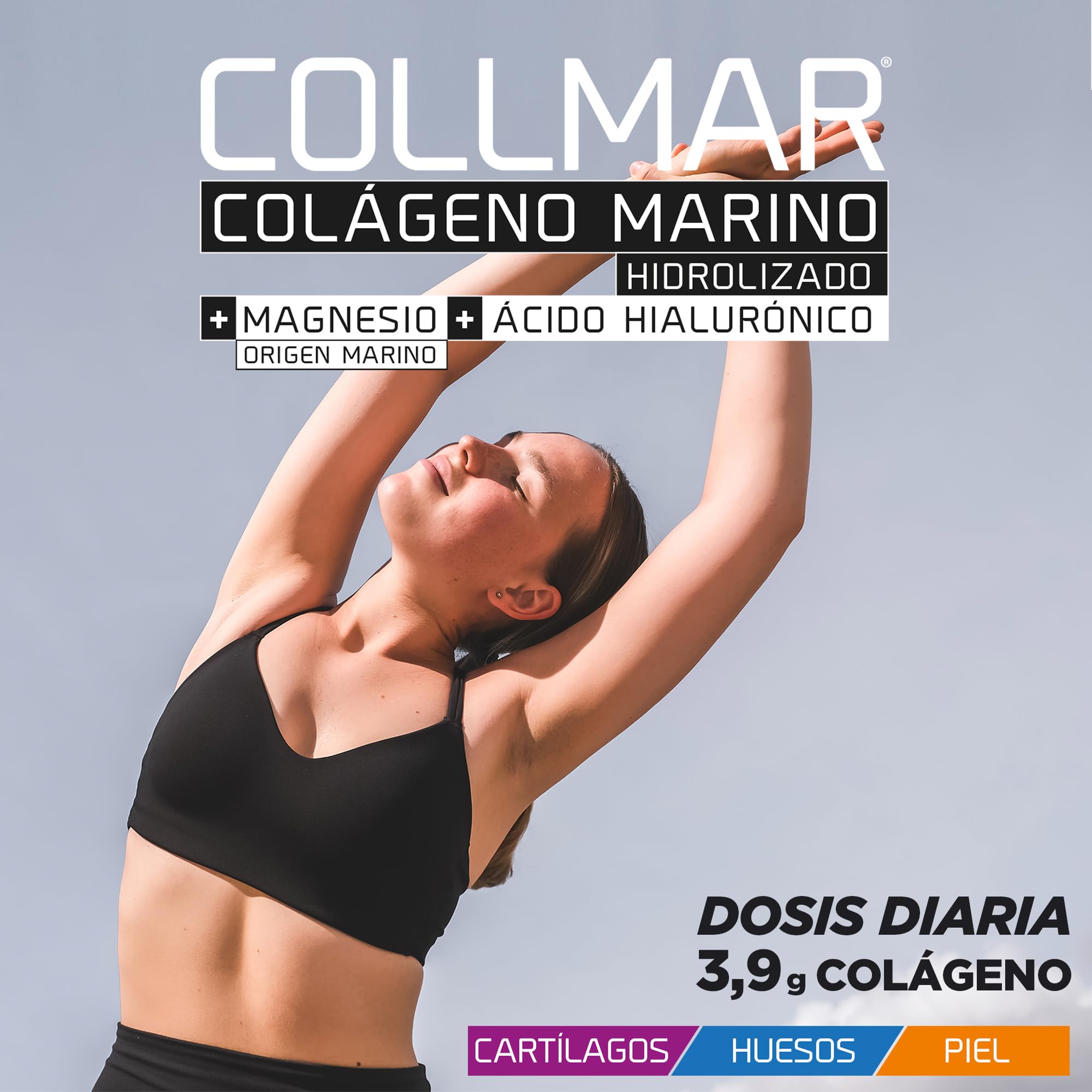 Drasanvi COLLMAR Colágeno Marino Hidrolizado 3.900 mg + Magnesio + Ácido Hialurónico | Suplemento para Articulaciones, Piel & Huesos | 3 × 180 Comprimidos | Sabor Vainilla