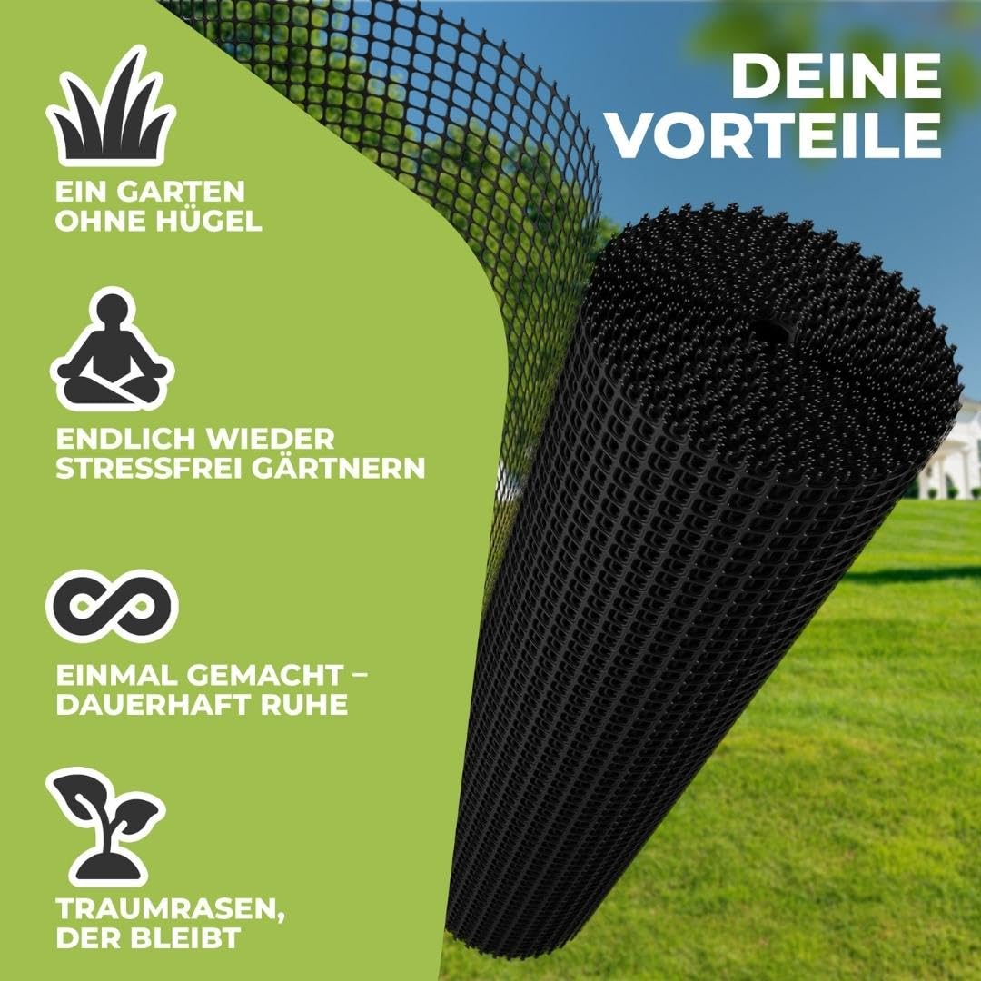 Florade® Premium Maulwurfgitter | Schwarz | 330g/m² | Effektiver Schutz für den Garten | Robust, langlebig, leicht anzuwenden | Maulwurfshügel verhindern