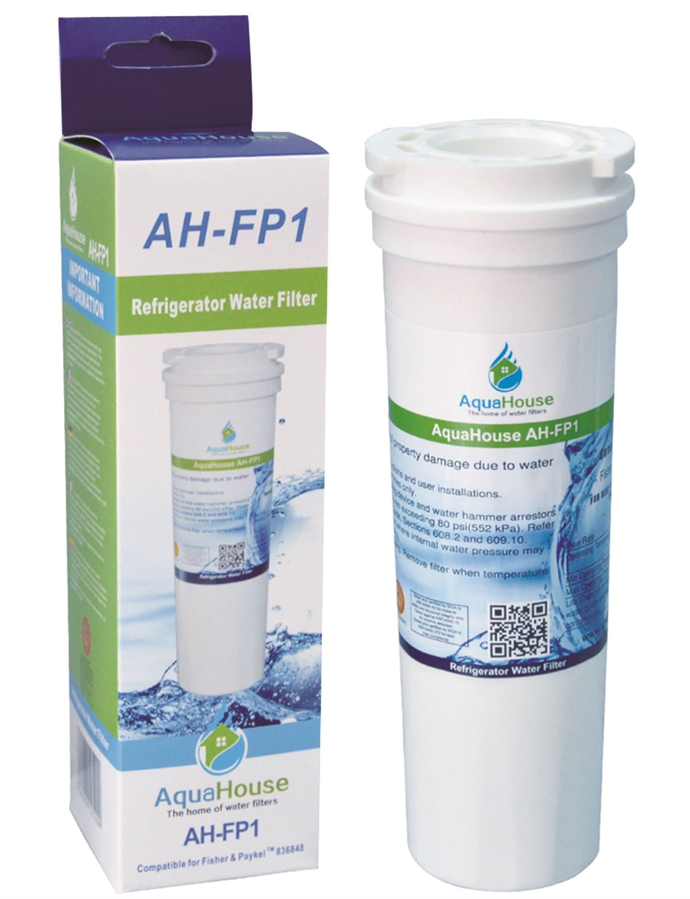 AquaHouse AH-FP1 Compatible Filter for Fisher & Paykel 836848, 836860, 67003662 Maytag Amana Clean 'n Clear, RO185011, RO185014, 67003662 Fridge Freezer Water Filter