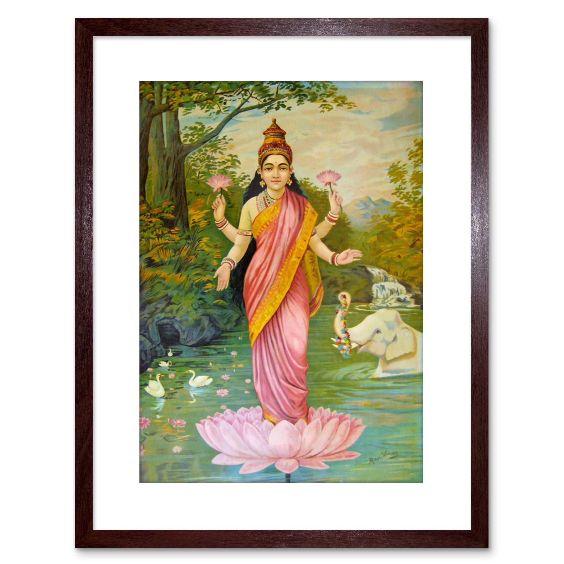 Wee Blue Coo PAINTING VARMA GODDESS LAKSHMI 9x7 FRAMED ART PRINT F97X12882