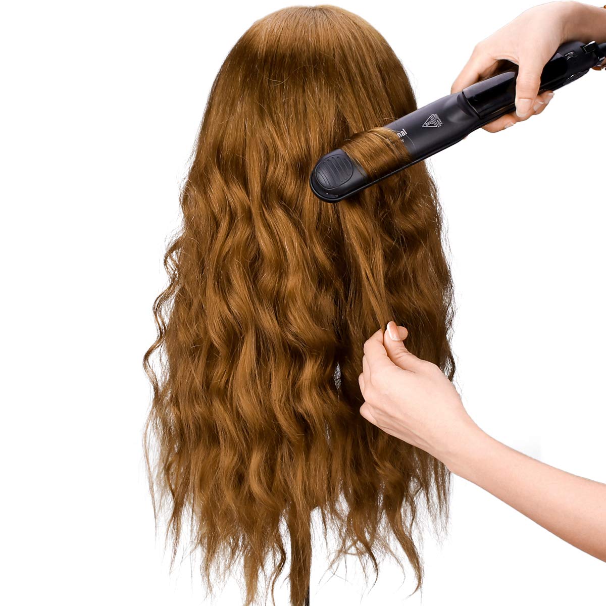Frisurenkopf,Frisierkopf Echthaar 80%,60cm/23.5 Zoll Echthaar Haar Frisierkopf Schminkpuppe Kopf, Bilden Make-up Friseur Übungskopf Praxis Schaufensterpuppe Kopf mit DIY Haare Frisuren Set