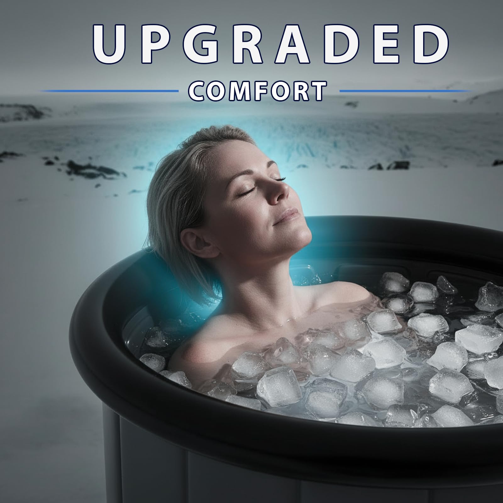 WAVYEASE Baignoire de Glace Pro Portable (Ø80x75 cm) | Pliable avec Housse Isolante | Installation Rapide pour Récupération Sportive, Spa maison & Gym (Gris)