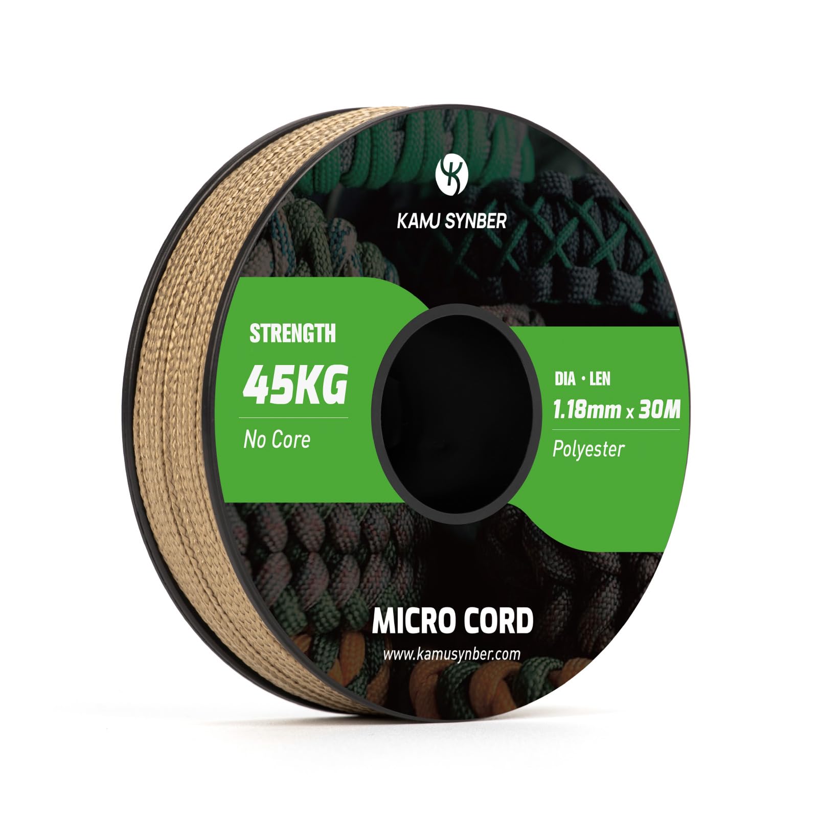 Kamu Synber Micro Cord 1.18mm Paracord Braided Rope 30m Spool for Bracelet, Crafting, Jewelry Making, Key Chains | Support 45kg | Tan
