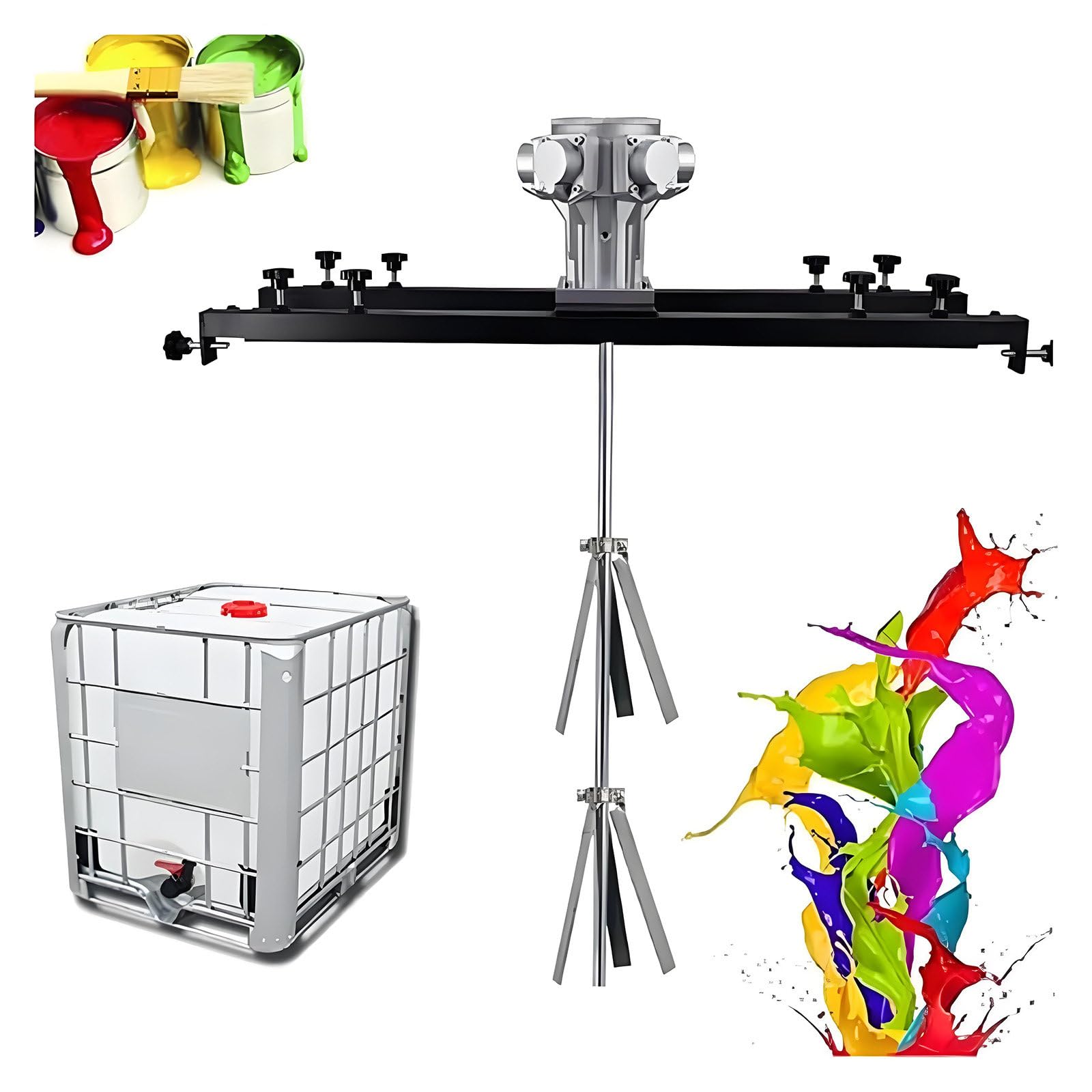 GUTYGIO Pneumatic Tank Mixer Machine, IBC Air Agitator, Paint Stirring Machine, Folding Propeller, with Support Hanger, Bracket Air Agitators, Paint Mixing Equipment Large5cylinders
