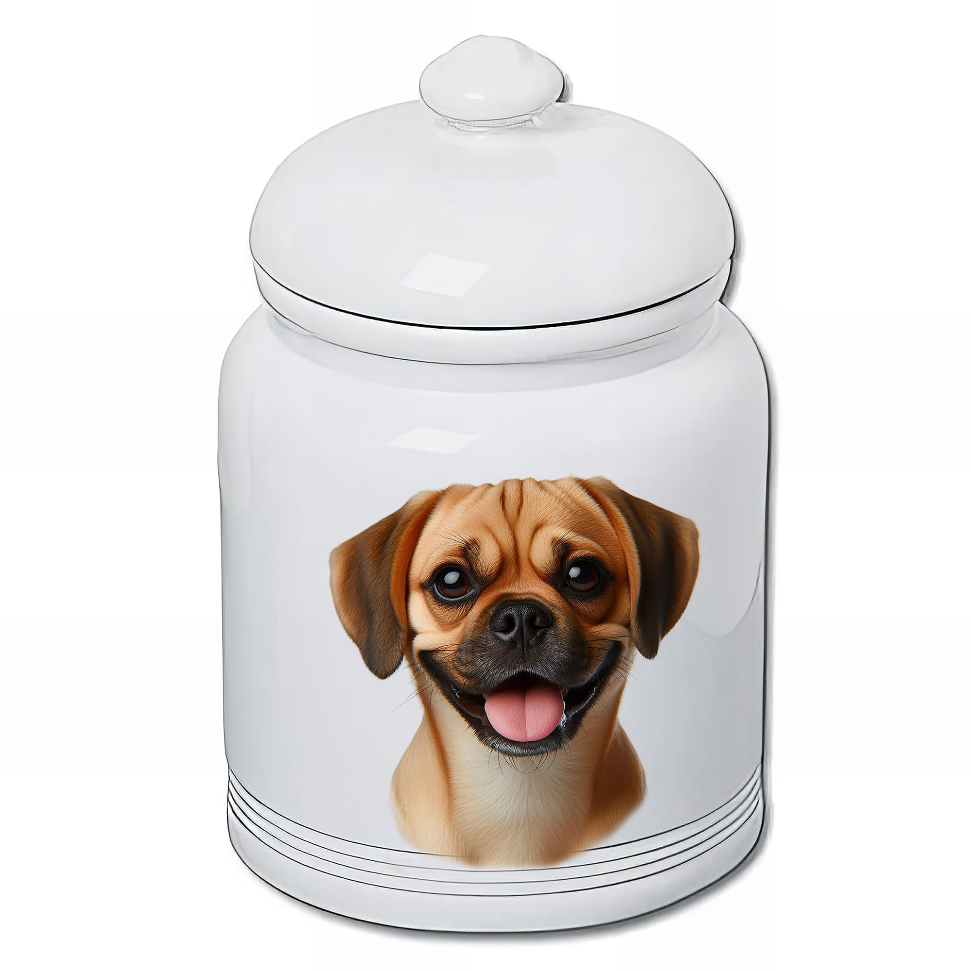 Best of Breed Puggle Fawn Dog and Cat Ceramic Treat Jar 9