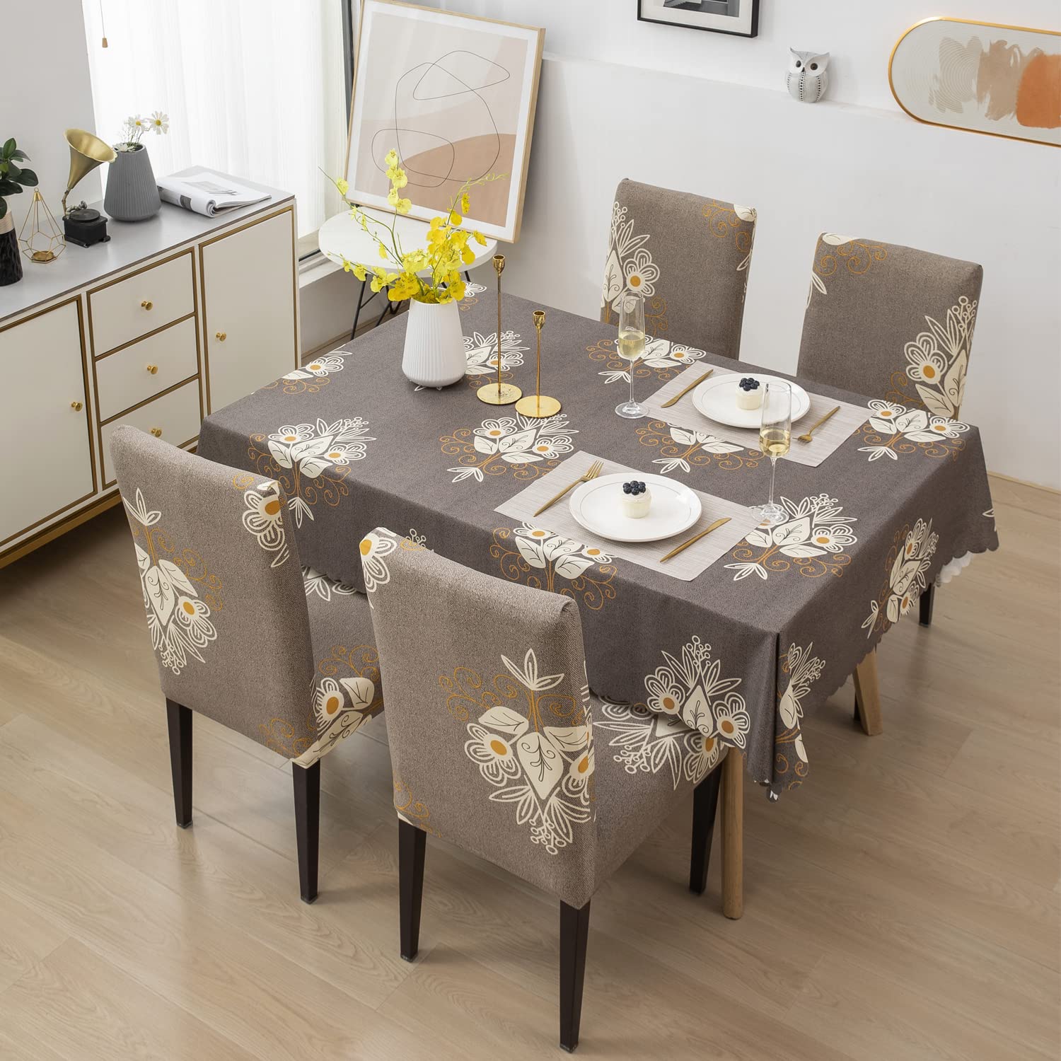 Buy House of Quirk Dining Table Cover Waterproof with 4 Chair Covers