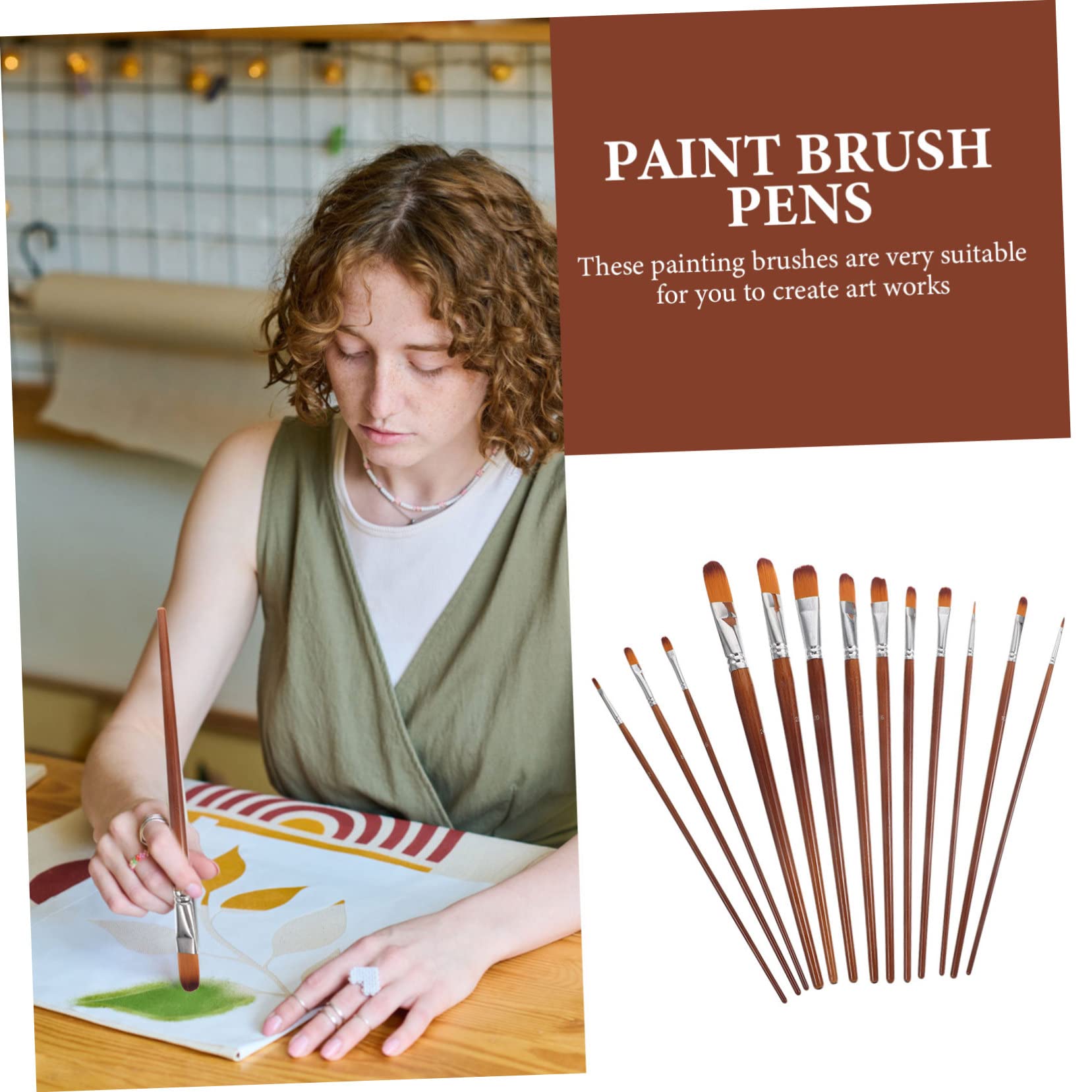 Juego De 2 Pinceles para Pintura Acrílica Acuarela Cerdas De Nailon para Artistas Y Estudiantes 13 Unidades.