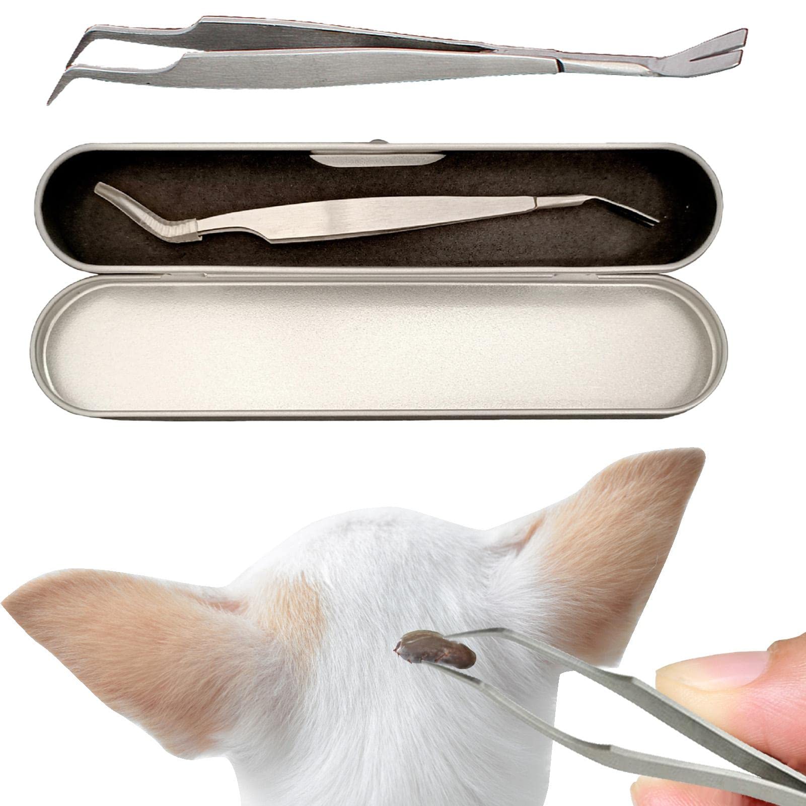 Tick Remover for Dogs - Professional Tick Removal Tools | Tick Remover for Dogs and Cats with Storage Box, Tick and Flea Removal Tweezers for Home
