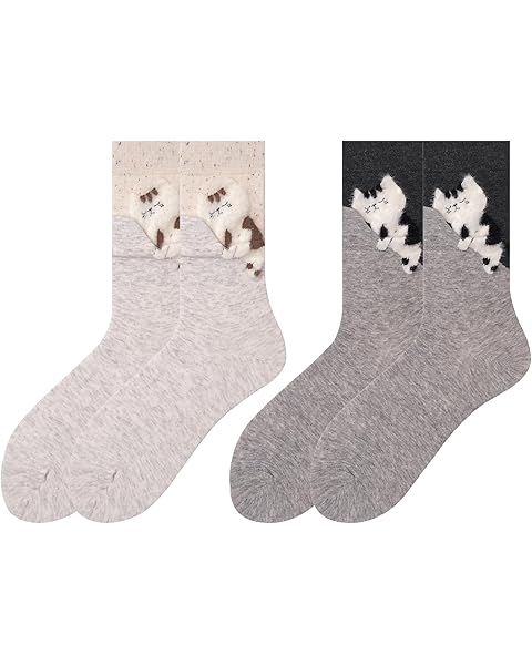 Womens Cat Socks Cute Animal Socks Novelty Crew Socks Christmas Stocking Stuffers G...