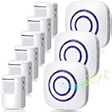 Mimorou Motion Sensor Alarm Wireless Driveway Alarm Indoor Home Motion Detector Long Range Security Alert Monitor System with 6 Sensor and 3 Receiver, 38 Chime Tunes and LED Indicators