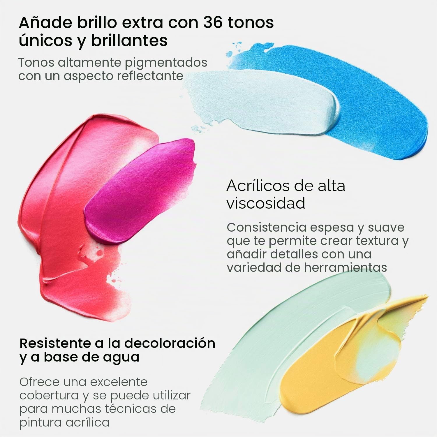 ARTEZA Pintura acrílica metálica | 36 colores | 36 tubos de 22 ml | Pinturas acrílicas para lienzos | Acrílicos resistentes no tóxicos | Tubos de pintura acrílica para artistas, principiantes y niños