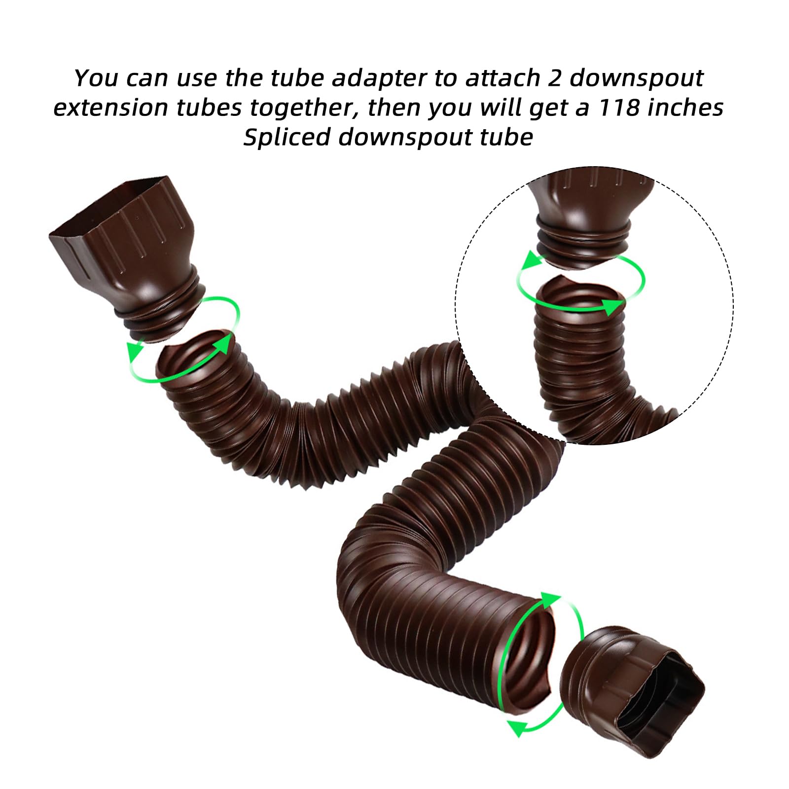 Estensione Grondaia Estensibile 47-150cm - Tubo Di Scarico Flessibile Per Grondaie, Con Adattatori E Viti - Nero - Foto 5