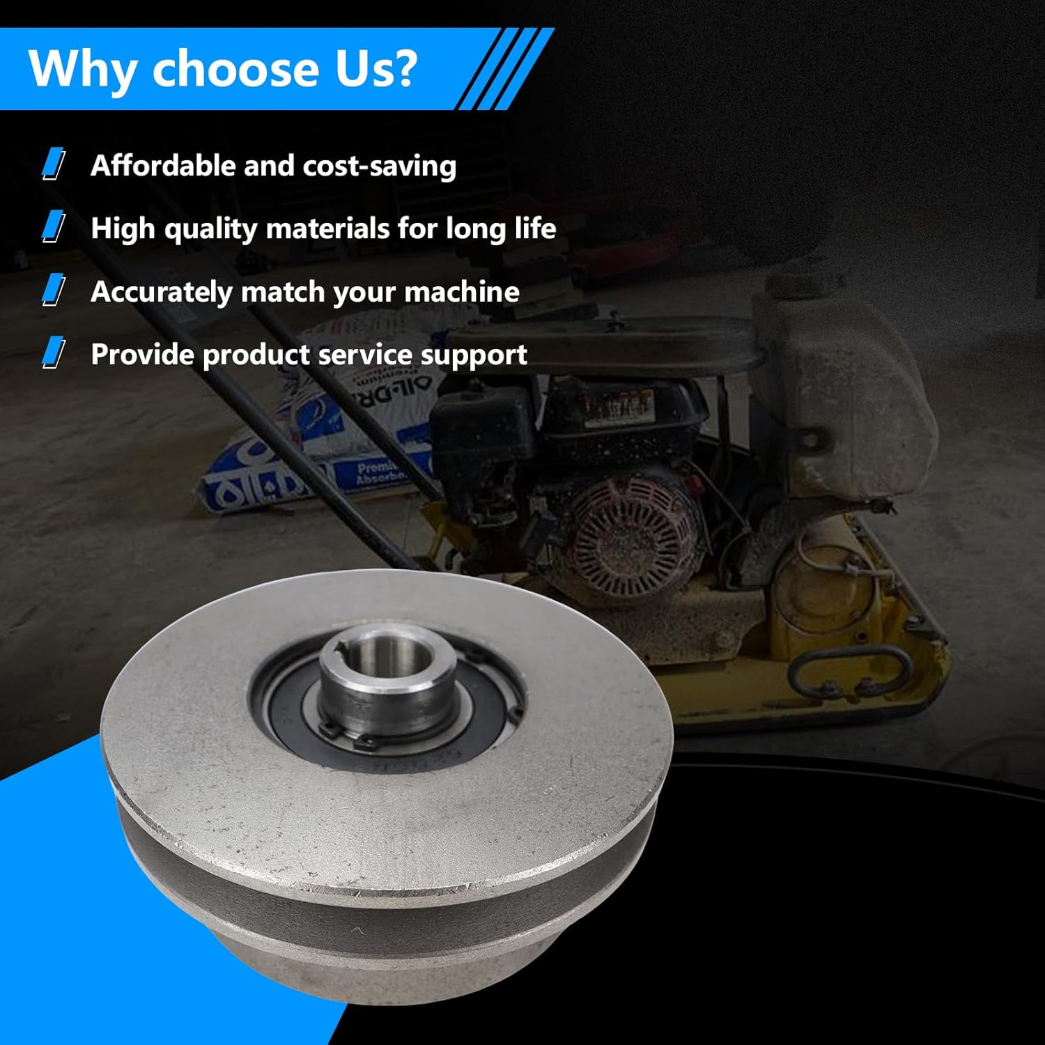Centrifugal Clutch 5" Single Pulley Compatible with Wacker VP1340 VP1350 VP1750 Plate Compactors, Honda GX160/ GX200 Engine Shafts, 1/2" V-Belt 3/4" 19.05mm Bore