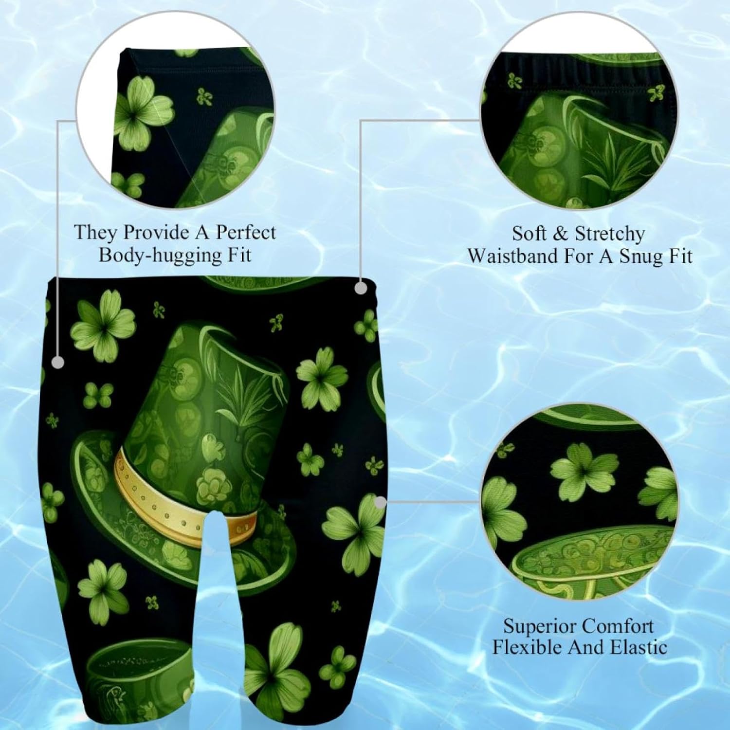 St Patrick's Day Jammer Swimsuit Mens Swim Jammers Endurance Long Racing Training Swimsuit