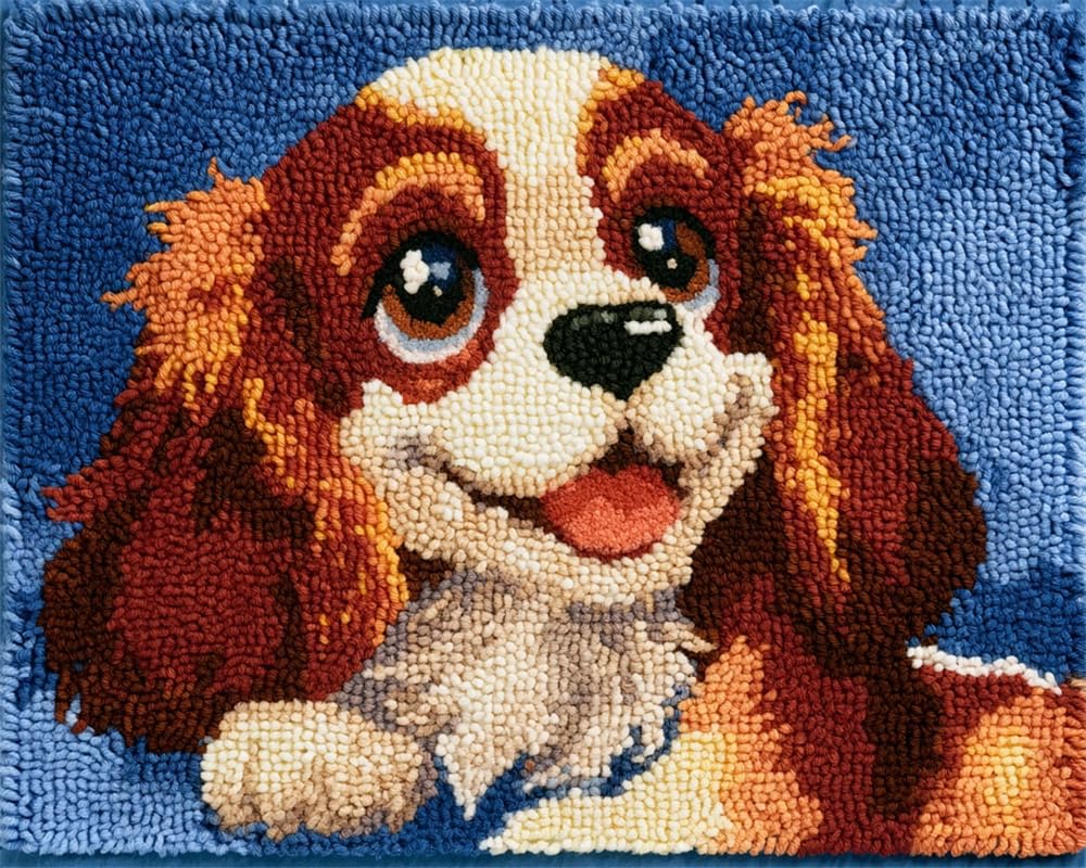 FWRTYCB Latch Hook Rug Kit Cute Smiling Dog